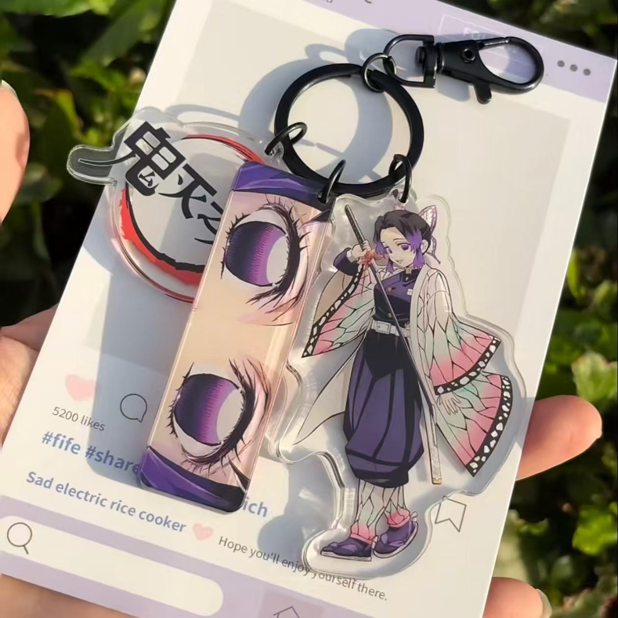 Porte-clés Muichiro Shinobu Kocho Kimetsu No Yaiba Porte-clés Acrylique Dessin Animé Anime Pendentif Sac Accessoire Jouets only pendant gray