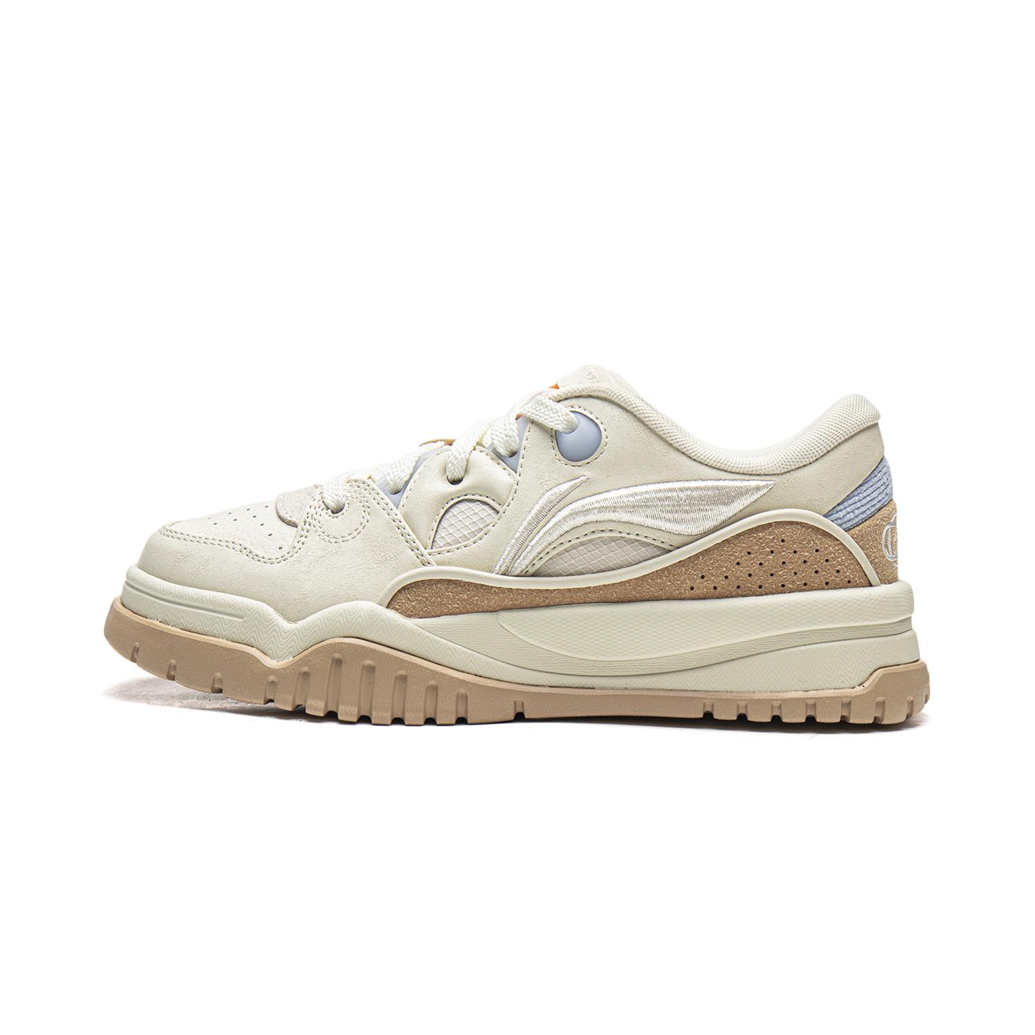 Li Ning Trendy Leap Slip Resistant, Abrasion Resistant, Height Increasing Low top Skateboard Shoes Women s White Brown AGCW012-4 37
