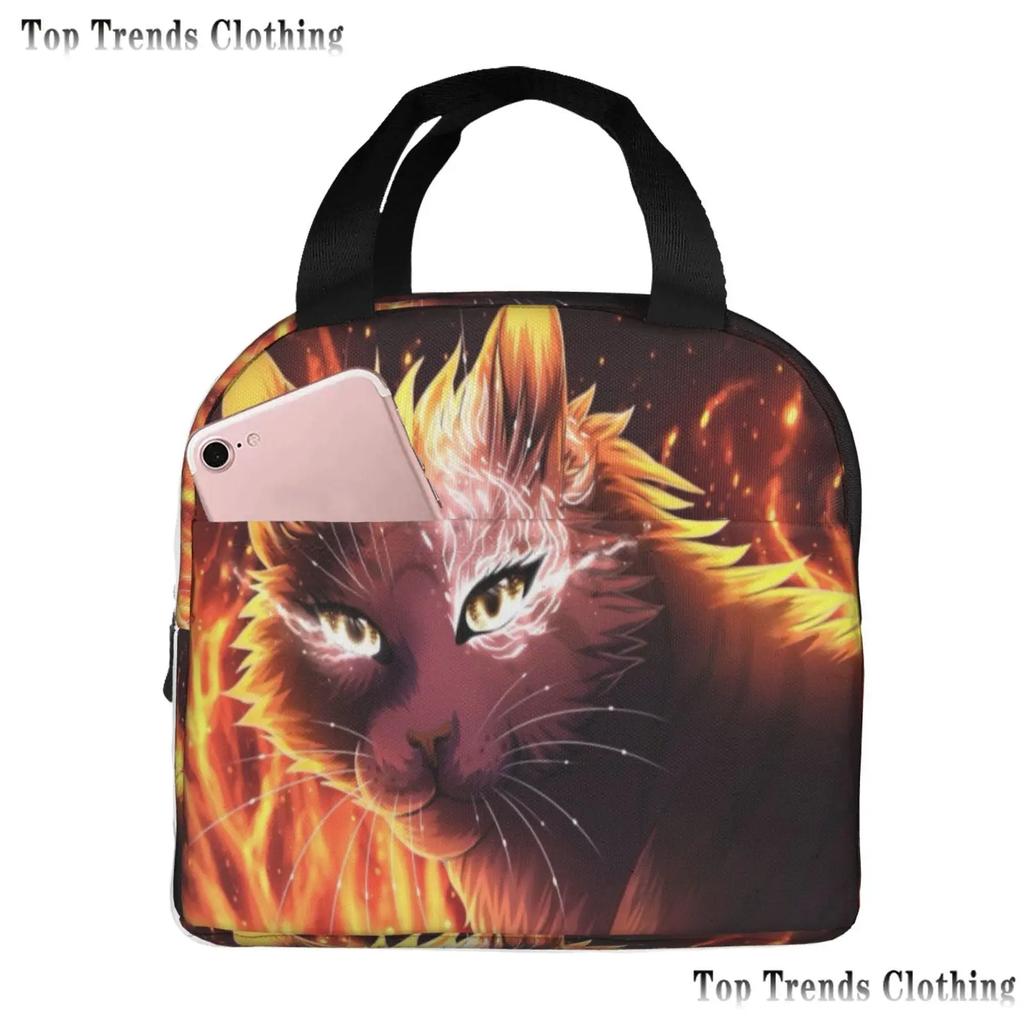 Warriors Cats Isolerad Lunchväska för Kvinnor Vattentät Termisk Kylväska Lunch Tote för Kontorsarbete Skola Termiska Väskor