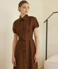 Julie And Kara 25Hs Collar 123 Terroir Line Pintuck Citrus Dress Brown