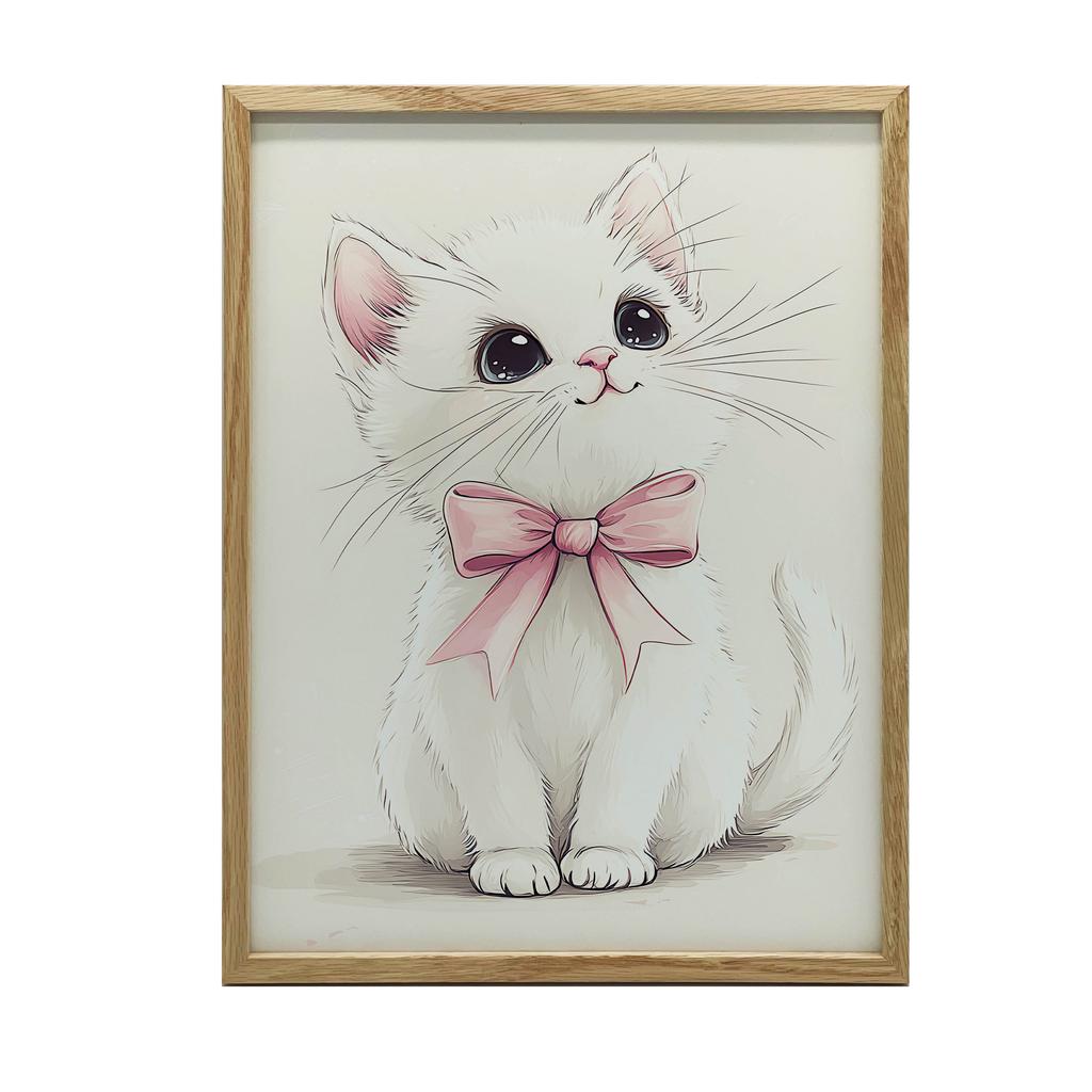 Plakat Urocza Kotek Z Różową Kokardką Plakat Urocza Kotek Z Różową Kokardką, 40X50 Cm, Bez Ramy, Papier Matowy 230 Gsm