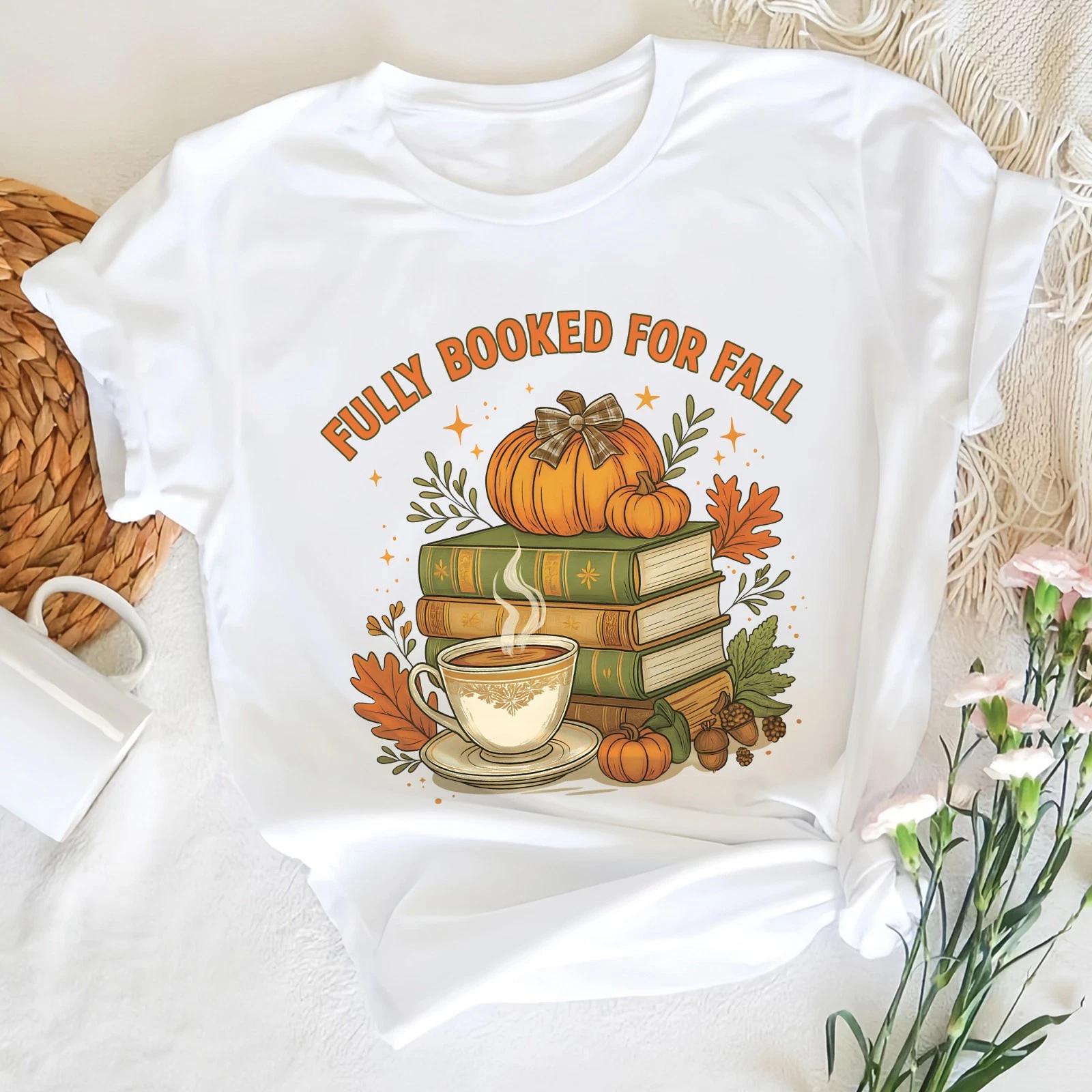 Funny Retro Fully Booked For Fall Book Lover Shirt, Autumn Thanksgiving Tee 2XL