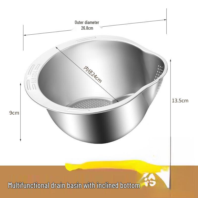 LISM Stainless Steel Rice Washing  Draining Basin