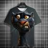 New Fashion Men's Casual T-shirt 3D Printing Fun Animal Print Short Sleeve Street Fashion Wolf Fox Print Round Neck Top