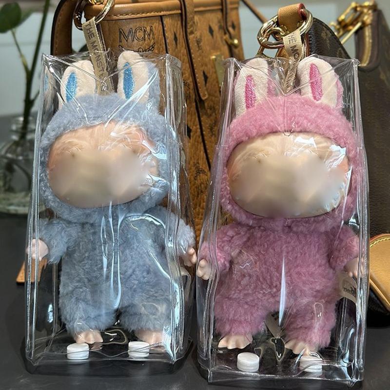 1Pc Transparent Mystery Box Keychain Wallet Organizer Box Labubu Dolls Storage Pouch Keychain Bag Storage Pouch