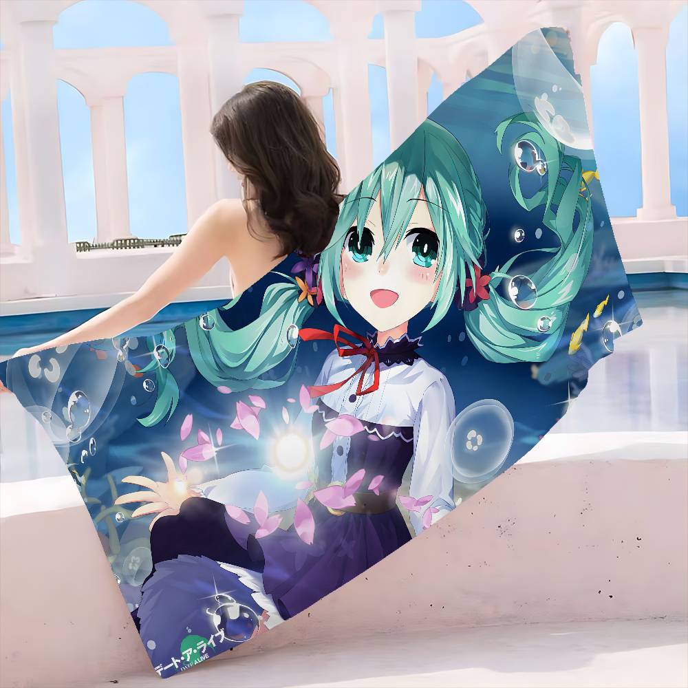 Date A Live Anime Microfiber Printed Beach Towel Mountain Climbing Yoga Beach Swimming Running Absorbent Soft Towel