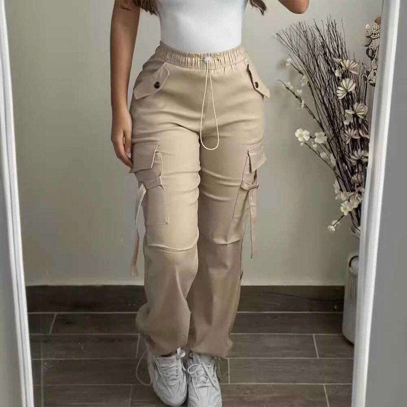 

Leisure Elastic Waist Workwear Pants Casual Elastic Waist Cargo Pants Women s Trousers Khaki XL