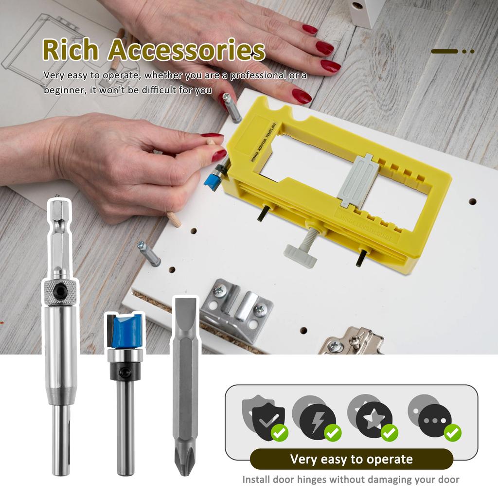 Door Hinge Mortise Jig Kit Sturdy Door Hinge Router Template Cabinet Door Hinge Installation Kit Door Hinge Mounting Jig Templat