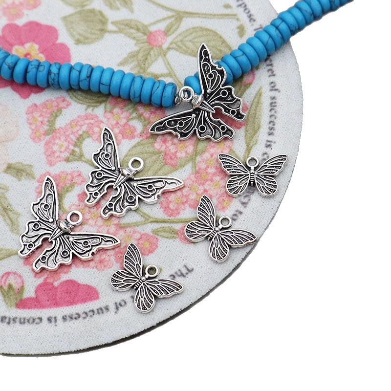 Retro Tibetan Silver Butterfly Pendant: Necklace, Bracelet, Hairpin - DIY Ancient Style Jewelry Accessories