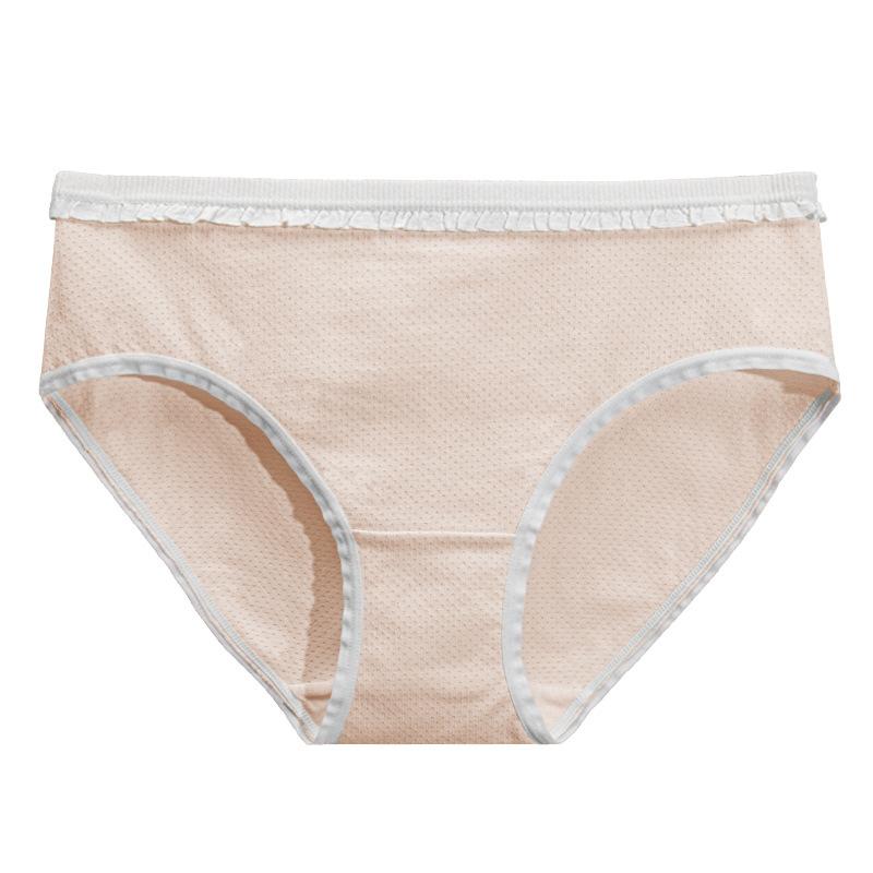Women's Antibacterial Pure Cotton Breathable Mid-Waist Plus Size Cute Triangle Panties