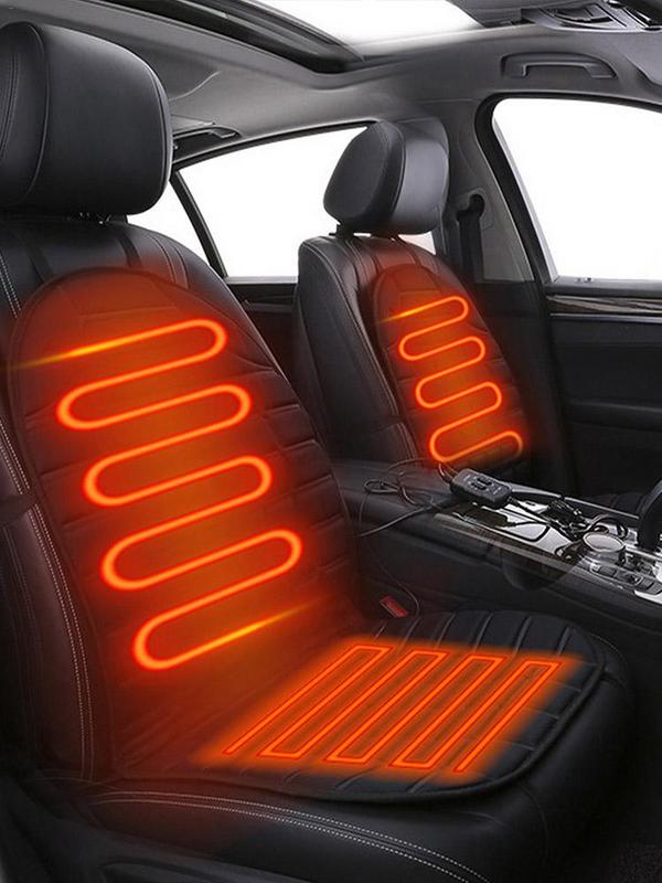 Electric Heating Seat Cushion Winter Car Seat Cover Car Seat Warmer 12V With Backrest Winter Travel Seat Cushion Car Accessories