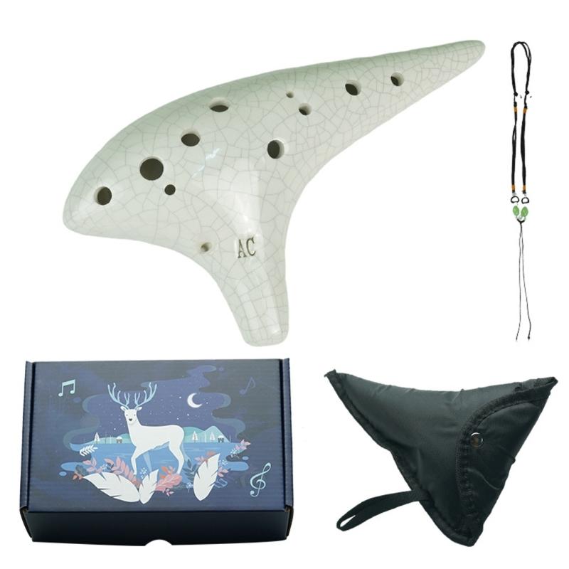 12 Hole Ceramic Ocarina Musical Device Smooth Surfaces Balanced Tone Output for Aspiring Musicians and Collectors