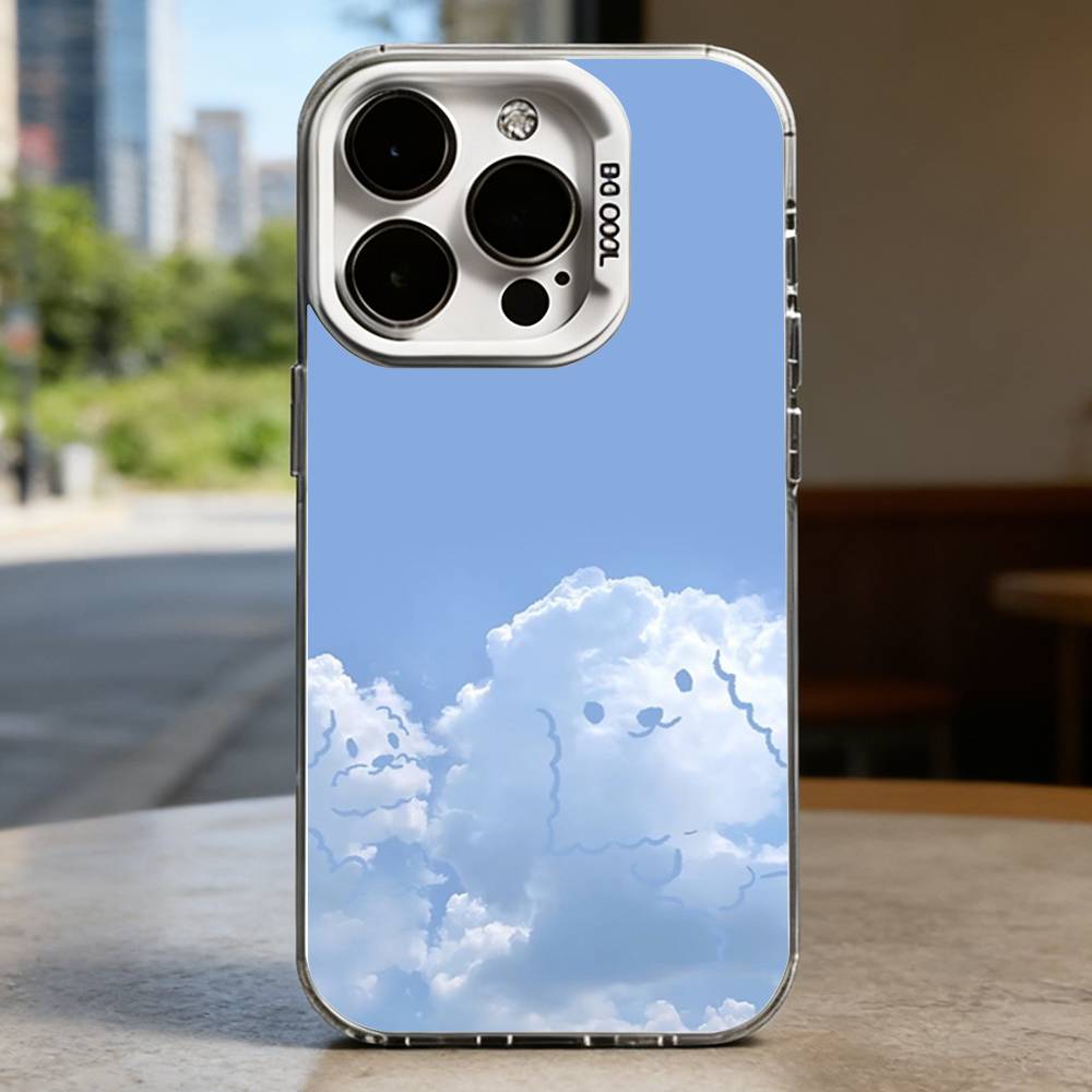 Simple little white cloud White Shockproof Phone Case For iPhone 16,15,14,13,12,11,Pro,XS,Max,Plus,Mini,SE