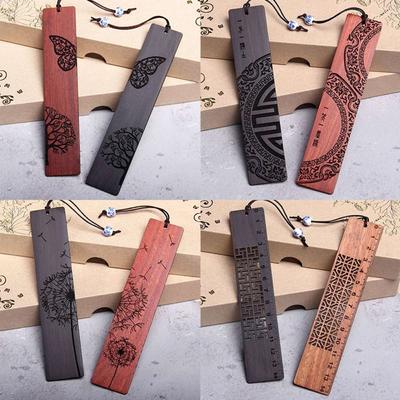 Vintage Chinese Style Bookmark Sandalwood Carving Book Clip Pagination Mark Gift
