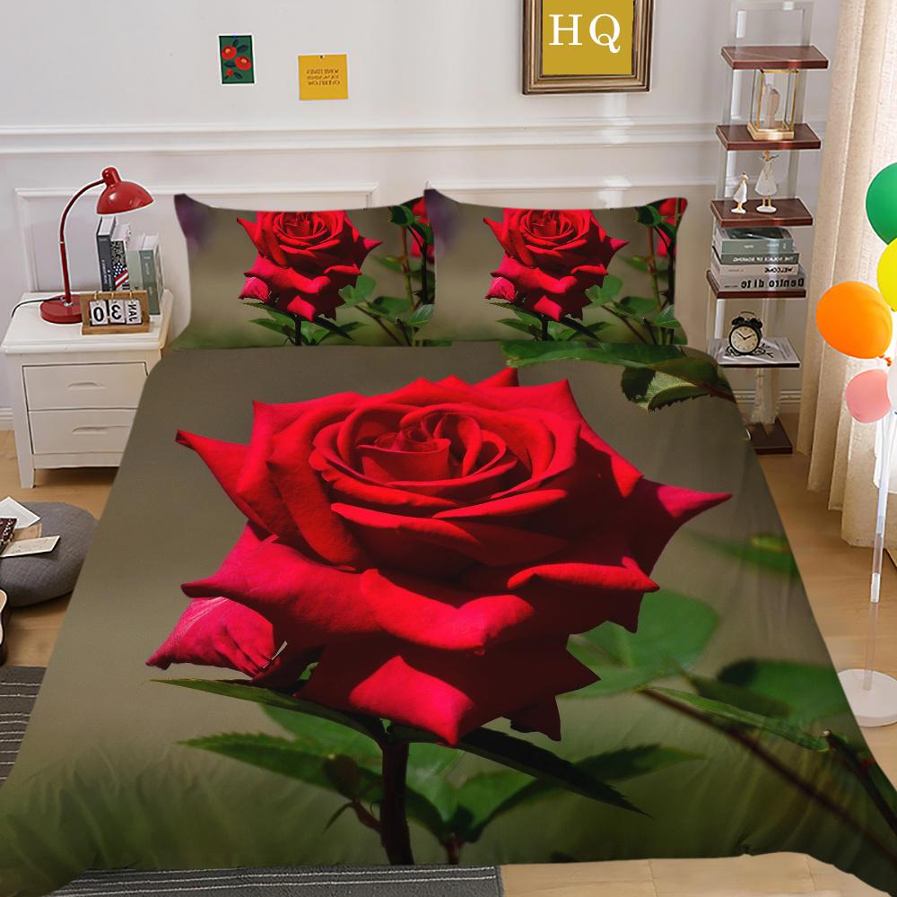Blumen Bedruckter Bettwäschebezug Twin Size Polyester Tagesdecken Frau Luxus Hochwertige Heimbettwäsche