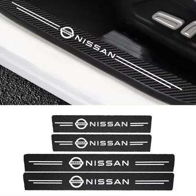 Car Carbon Door Sill Plate Protector Stickers For J10 X-Trail Qashqai Juke Leaf Micra NOTE Patrol Pulsar NISMO Accessorie