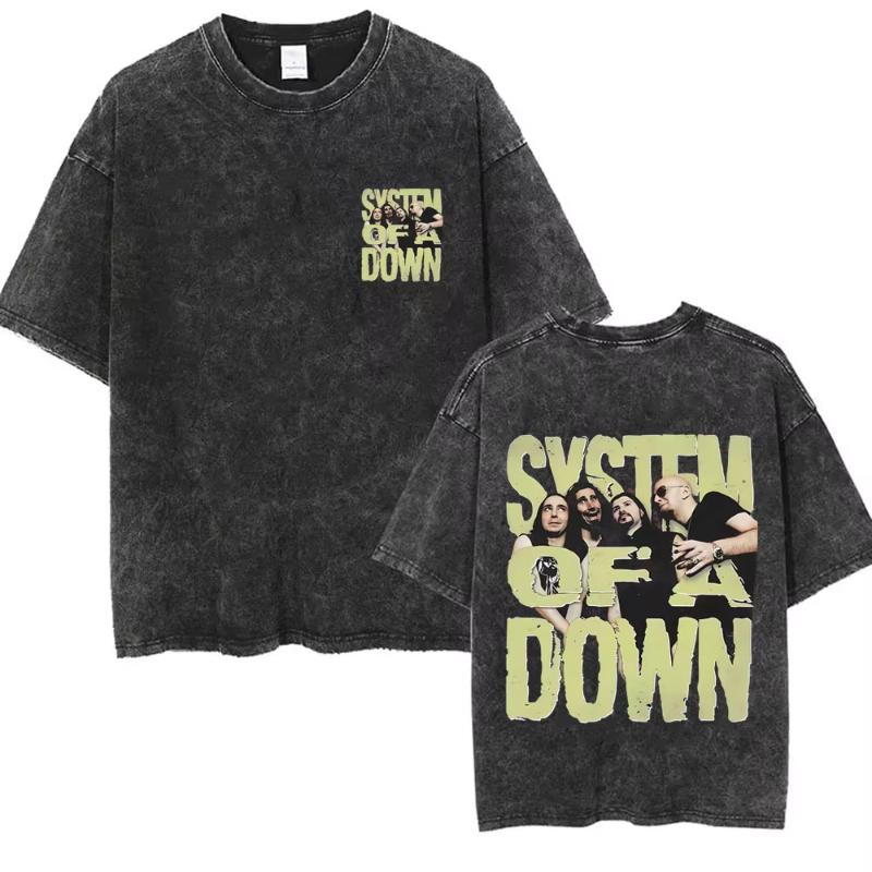 System of A Down Toxicity Album Graphic Washed Tshirt Unisex Women Rock Oversized T Shirts Unisex Vintage Alternative Metal Tshirts