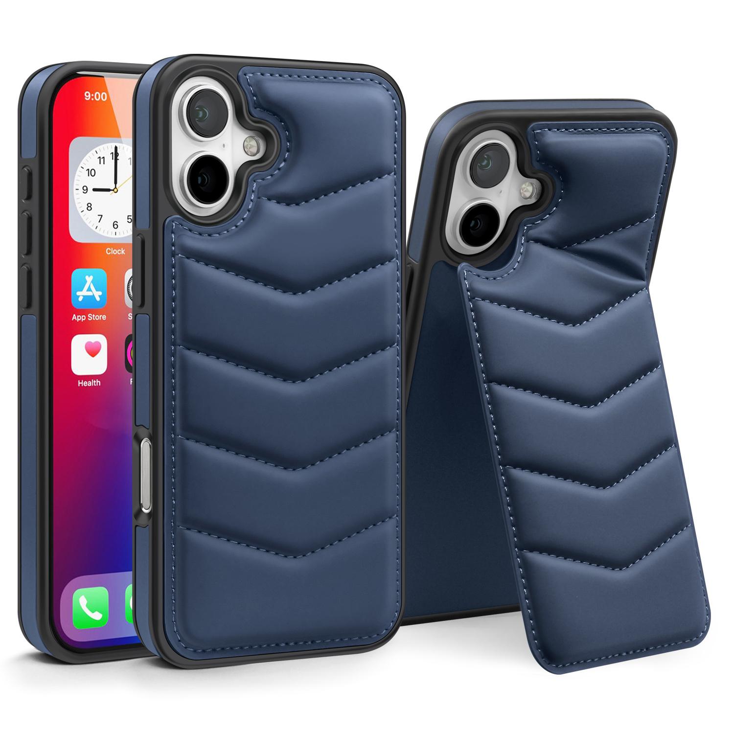 

For iPhone 16 Case Compatible with MagSafe RFID Blocking Card Slot Leather Back Cover E