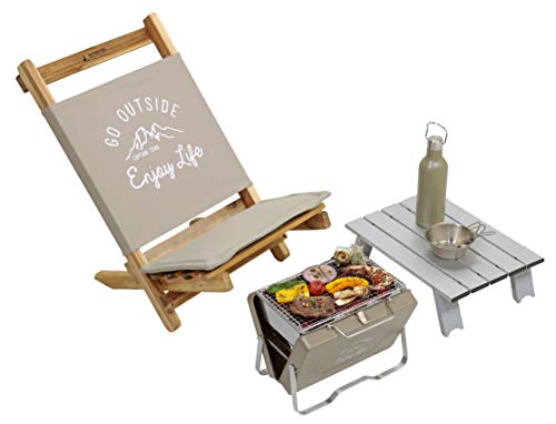 Captain Stag UG-66 V-Shaped Tabletop Barbecue Grill, Khaki Monte