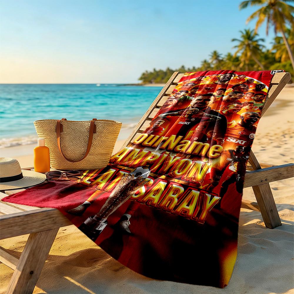 Galatasaray Customize Text Beach Towel High Absorbency & Quick-Dry Suitable for Sports Travel Swimming Yoga Bathroom Beach And Pool