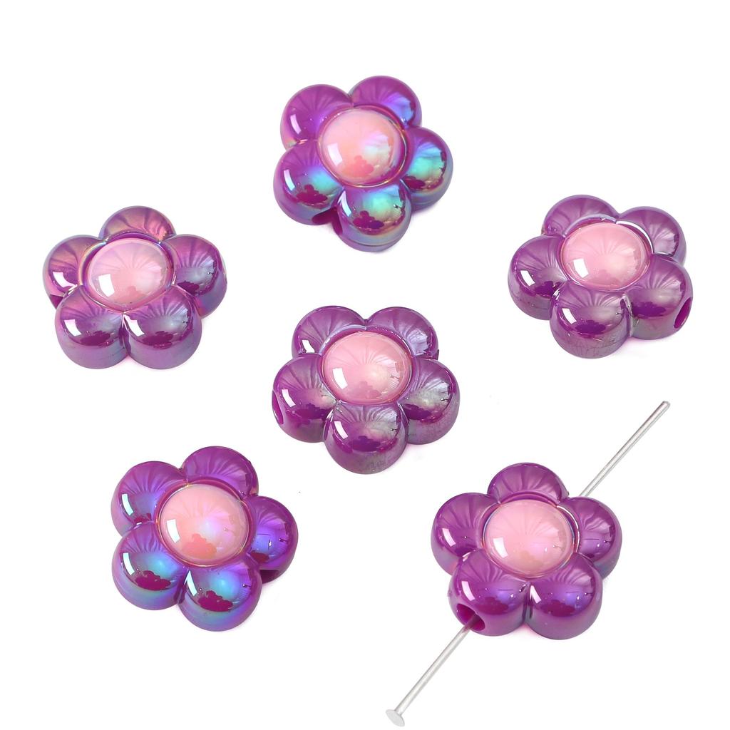 16mm 4pcs Acrylic Magic Platting Color Sunflower Beads For Jewelry Making DIY Creative Decoration