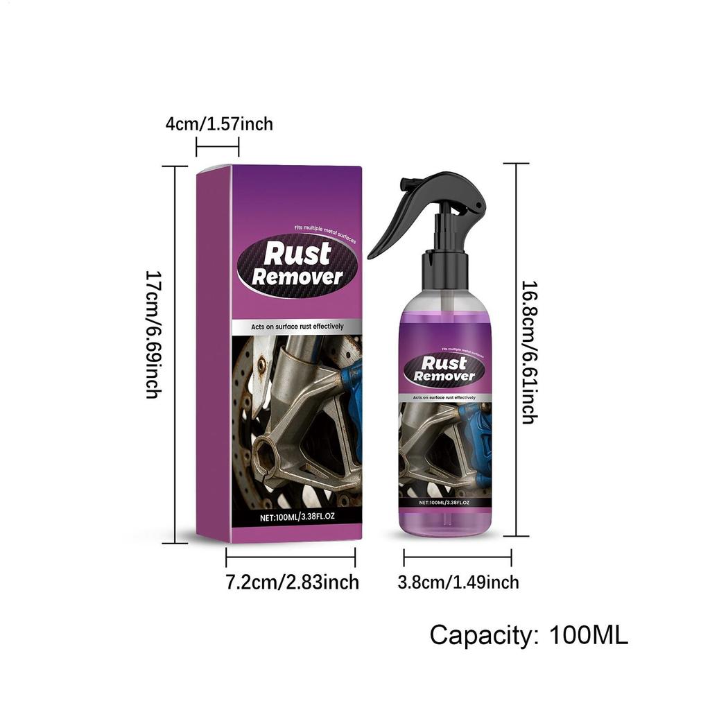 Rostentferner Spray für Autos, Metallrostentferner Spray für Autos, 100ml Eisenpulver-Umwandler, Einfach aufsprühbar, keine Rückstände, für Maschinen in der Schifffahrt