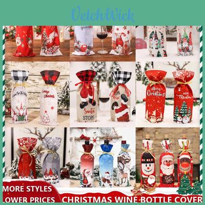 Cartoon Printed Christmas Wine Bottle Cover Festive Table Decorations Props