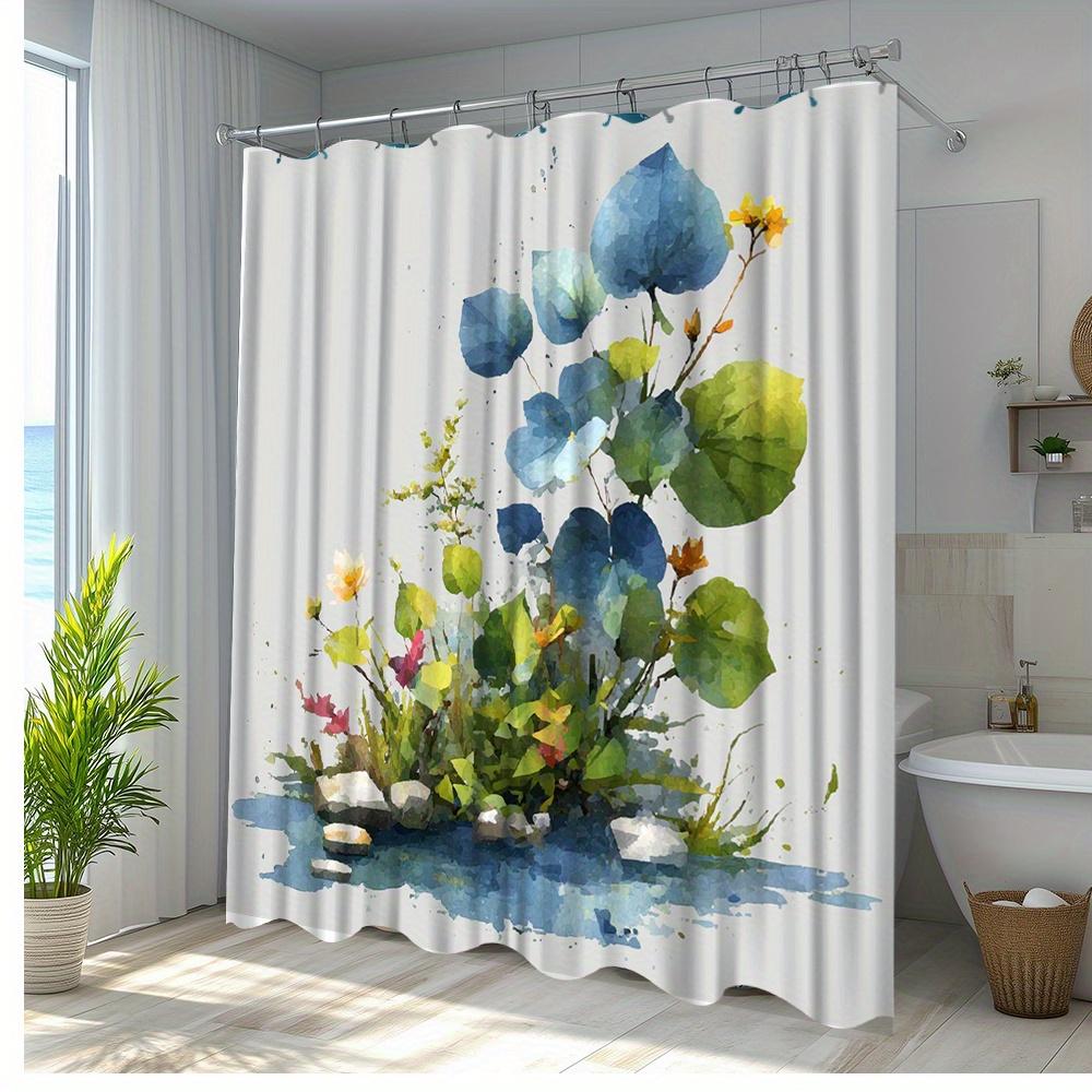 

1Pc Floral Nature Scene Shower Curtain - 70. 8X70. 8 Inch Polyester Fabric With 12 Hooks, Vibrant Watercolor Design For Bathroom W60H190(CM)-1 Pcs