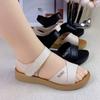 Soft leather flat-soled sandals women's summer 2025 new comfortable mother shoes lightweight non-slip middle-aged and elderly women's shoes