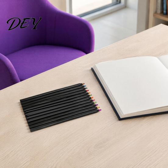 Art Classroom Supplies for Students 12PCS Rainbow Colored Pencils, with Black Wood Barrel And Durable School Projects Lead Core, Training Sketching
