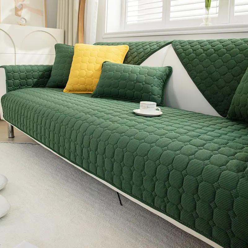Plaid Plush Velvet Sofa Cover Universal Non-Slip Thickened Living Room Sofa Cover Warm Flannel Sofa Cushion Armrest Towel