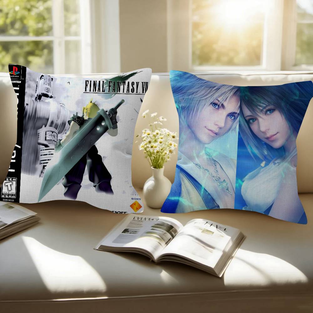 Game F-F-Final Fantasy 7 Double-Sided Printed Pillow Cover Short Plush Suitable Living Rooms Bedrooms Sofas Throw Cushion Cover