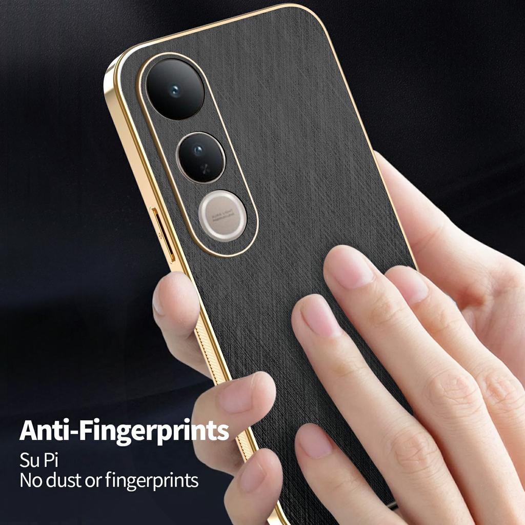 KADEM For vivo V50 Lite 4G/5G Case Electroplating Silk Texture PU+TPU Phone Back Cover