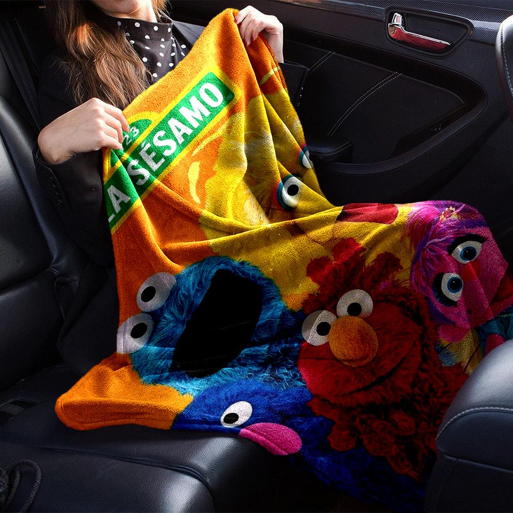 Sesame Street Theme Printed Blanket - Perfect for Couch, Bed, Travel & Outdoor Use | Machine Washable, Cozy & Durable.