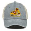 Cartoon Excavator Embroidery Mesh Cap Snapback Trucker Hat Caps For Man Washed Cotton Unisex Adjustable Mesh Cap