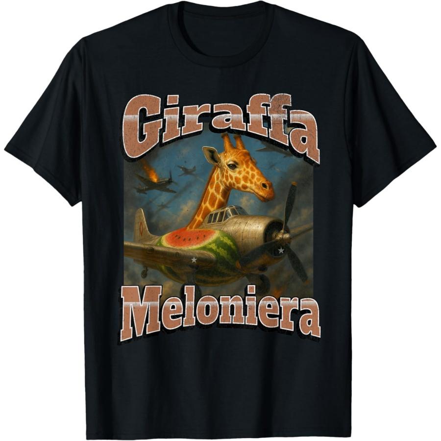 Забавная графическая футболка с итальянским мемом про жирафа-арбуза(9) S