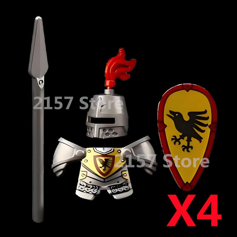 Medieval Castle Soldier Action Figures Building Block Dragon Anime Knight Accessory Warhorse Militia Helmet Shield Toy Gift S015