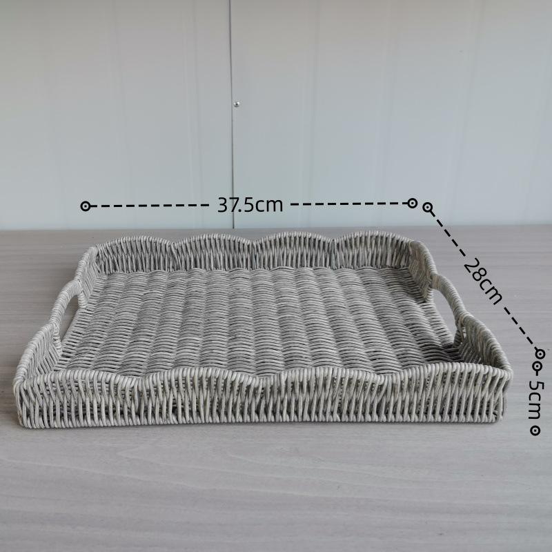 Home Modern Minimalist Rattan Like Storage Basket Desktop Woven Sundries Basket Living Room Fruit Bread Tray For Organizing