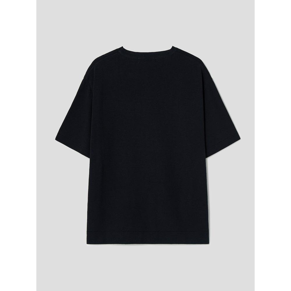 8SECONDS Half Milano Round Neck Short Sleeve Knit Navy (424751Ly2R)