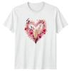 Pink Floral Heart Graphic Tee Womens T-Shirt Mens Top Unisex Style