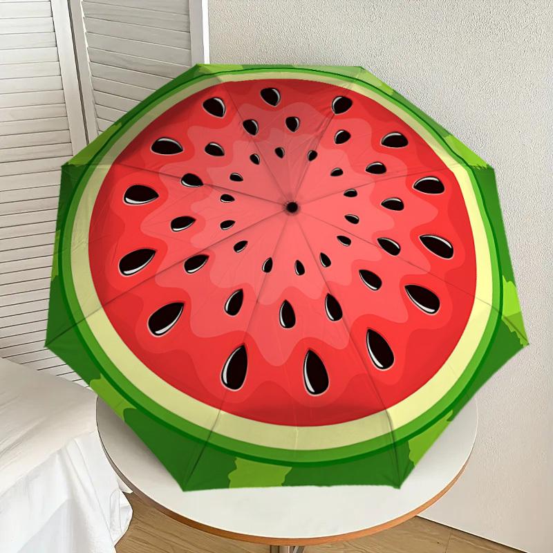 

1pc Watermelon Slice Automatic Folding Umbrella, Heavy-Duty 8-Rib Construction, Perfect for Everyday yy251114157