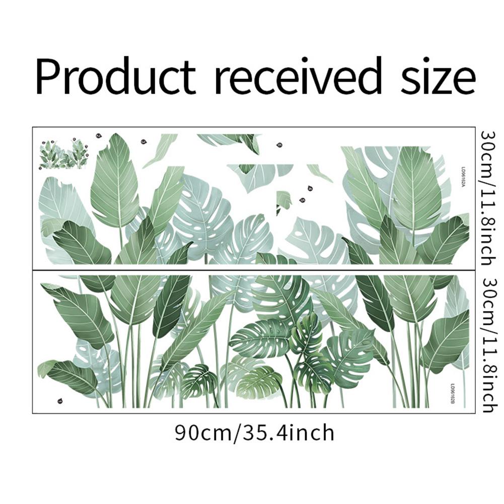 2pcs Tropical Green Leaves Wall Stickers Self-adhesive Wall Murals Wallpaper Home Decor For Bedroom Living Room