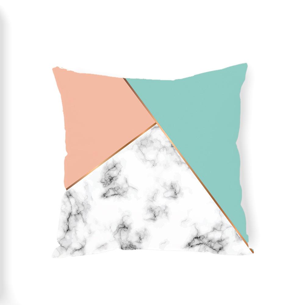 Marble-Patterned Geometry Throw Pillow Covers With Digital Printing Of Short Plush Fabric Car-Shaped Sofa Cushion Home Decor