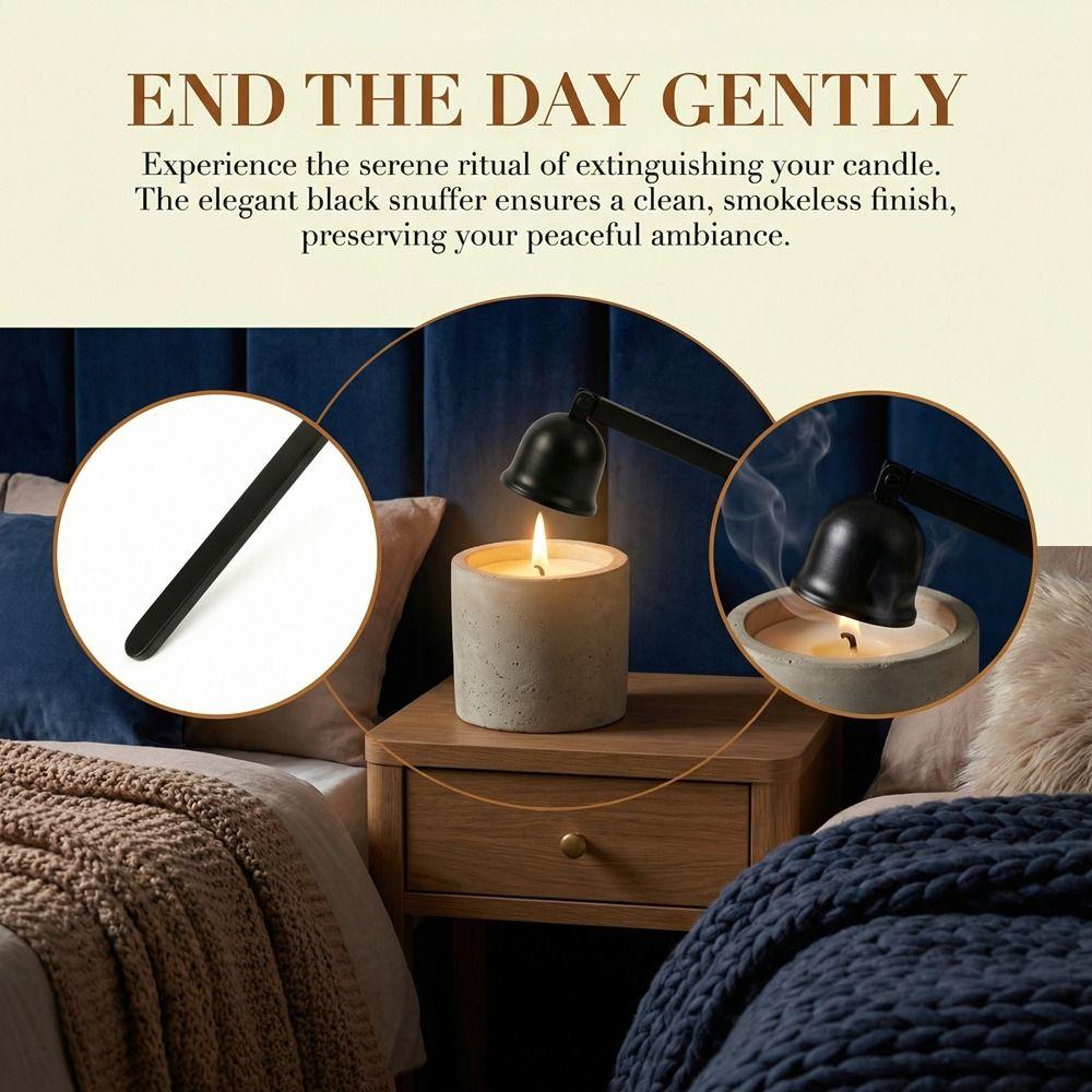 Stainless Steel Candle Extinguisher Long Handle Anti-Slip Wick Snuffer Bell Shape Retro Candle Flame Snuffer Gift Idea