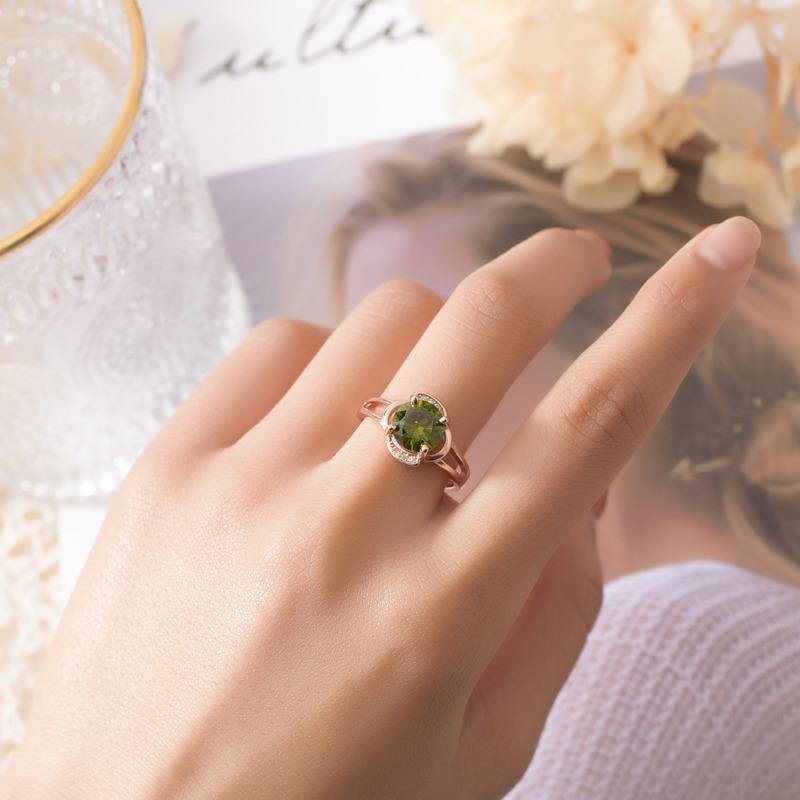 BELLA BOX Bagues vintage rondes vertes pour femmes, bijoux fins et simples en zircon, cadeau de fête des mères