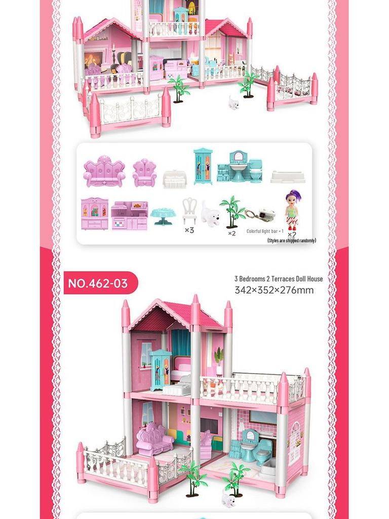 Princess Castle Dollhouse Playset: Puzzle Villa for Girls