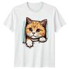 Orange Cat Peeking Out Animals Cats Mens T-Shirt Womens Graphic Tee