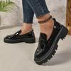 2025 Womens Leather Shoes Soft Sole Loafers Women Thick Soles Comfortable Slip on Single Shoe Plus Size