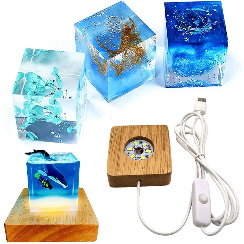 Display Home Decor Resin Art Crystal Display Holder Crystal Stand Lamp Base Wooden Light Base