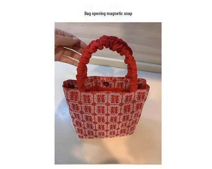 Сумка-тоут ручной работы красного цвета для подружки невесты, женская сувенирная сумка-ведро